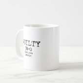 Schuldig 34-0 Shirt Koffiemok (Voorkant links)