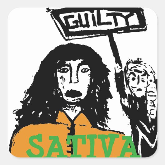 SCHULDIG SATIVA VIERKANTE STICKER (Voorkant)