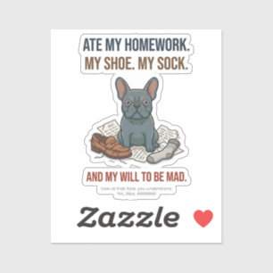 Schuldige Franse onschuldige gezicht grappige hond Sticker