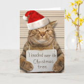 Schuldige kat in kerstmuts kerstkaart kaart (Gele Bloem)