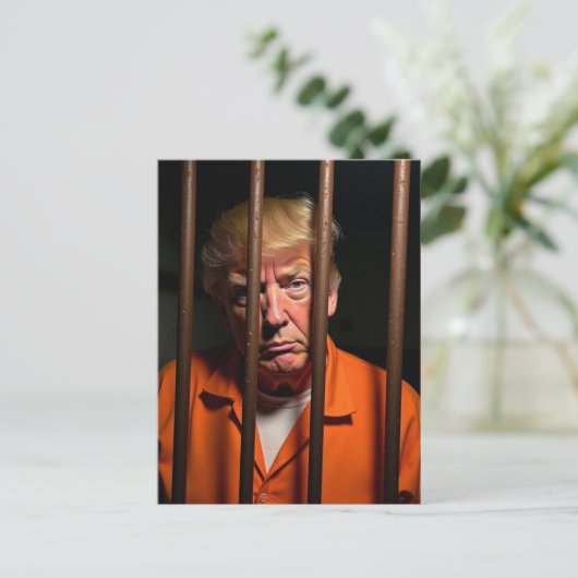 Schuldige Trump zit in gevangenis Rusty Bars Briefkaart (Staand voorkant)