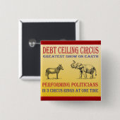 schuldplafond circus vierkante button 5,1 cm (Voorkant /achterkant)