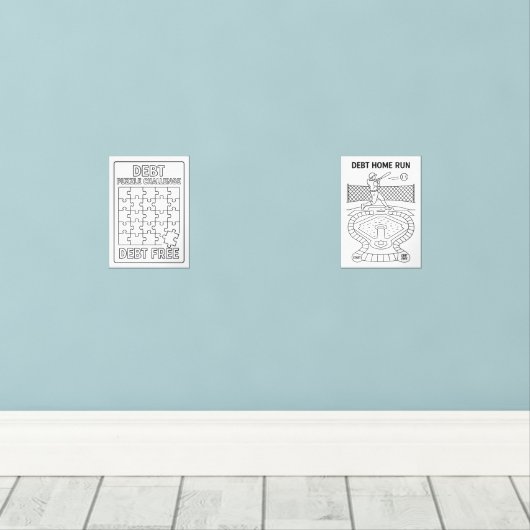 Schuldpuzzel en Home Run Challenge Payoff Tracker Muurkunst Sets (Houten vloer)