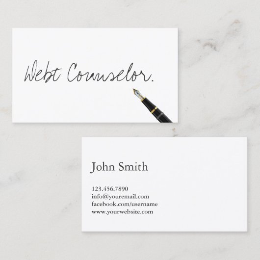 Schuldraadsman handgeschreven script visitekaartje (Voorkant / Achterkant)