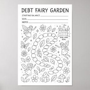 Schuldvrije reis Fairy Garden Debt Payoff Tracker Poster