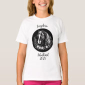 Schulkind 2026 - Pferd mit Blumen - schwarz weiß | T-shirt (Voorkant)