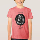 Schulkind 2026 - Pferd mit Blumen - schwarz weiß | Tri-Blend Shirt (Voorkant)