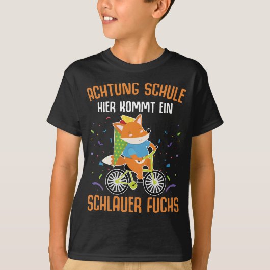 Schulkind Fahrrad Schlauer Fuchs T-shirt (Voorkant)