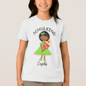 Schulkind - Mädchen mit Schultüte - grün 2 | Tri-Blend Shirt (Voorkant)