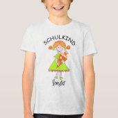 Schulkind - Mädchen mit Schultüte - grün 3 | Tri-Blend Shirt (Voorkant)