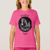 Schulkind - Pony mit Blumen - schwarz weiß | T-shirt (Voorkant)