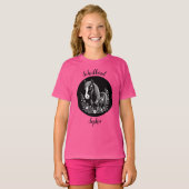 Schulkind - Pony mit Blumen - schwarz weiß | T-shirt (Voorkant volledig)