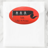 SCHULLEN EN GEKROOSTE BOTTEN RODE ZWARTE VLAG OVALE STICKER (Tas)