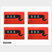 SCHULLEN EN GEKROOSTE BOTTEN RODE ZWARTE VLAG RECHTHOEKIGE STICKER (Vel)