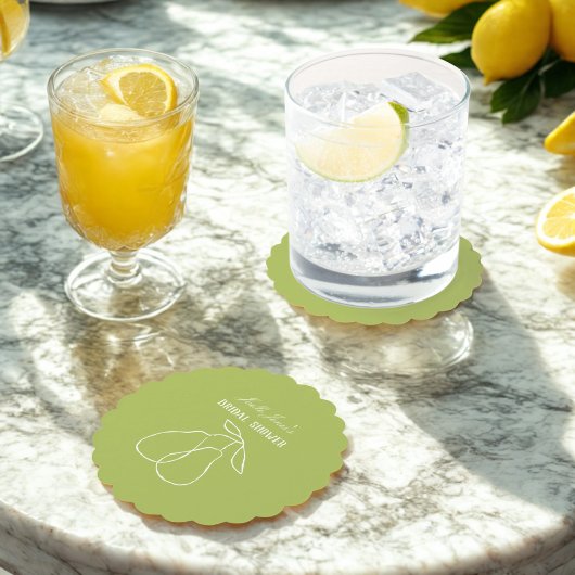 Schulpte Modern Green Perfect Pear Vrijgezellenfee Kartonnen Onderzetters