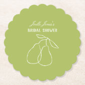 Schulpte Modern Green Perfect Pear Vrijgezellenfee Kartonnen Onderzetters (Voorkant)