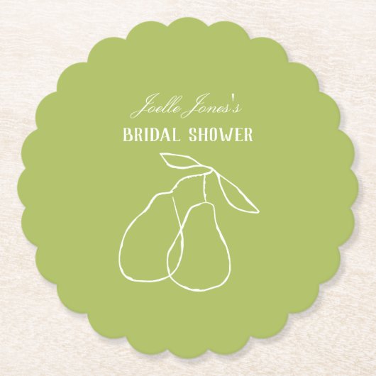 Schulpte Modern Green Perfect Pear Vrijgezellenfee Kartonnen Onderzetters (Voorkant)
