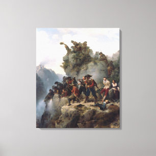 Schutters verdedigen een bergpas (Karl Lessing) Canvas Afdruk