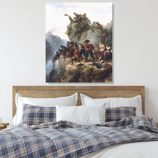 Schutters verdedigen een bergpas (Karl Lessing) Canvas Afdruk (Insitu (Slaapkamer))
