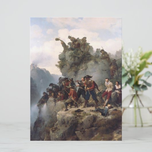Schutters verdedigen een bergpas (Karl Lessing) Kaart (Staand voorkant)