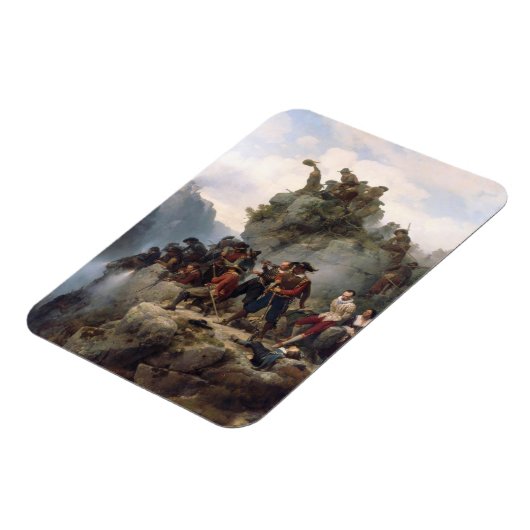 Schutters verdedigen een bergpas (Karl Lessing) Magneet (Linkerzijde)