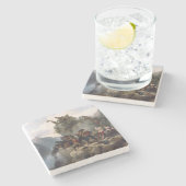 Schutters verdedigen een bergpas (Karl Lessing) Stenen Onderzetter (Zijkant)