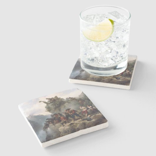 Schutters verdedigen een bergpas (Karl Lessing) Stenen Onderzetter (Zijkant)