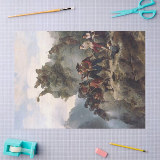 Schutters verdedigen een bergpas (Karl Lessing) Tissuepapier (Craft)