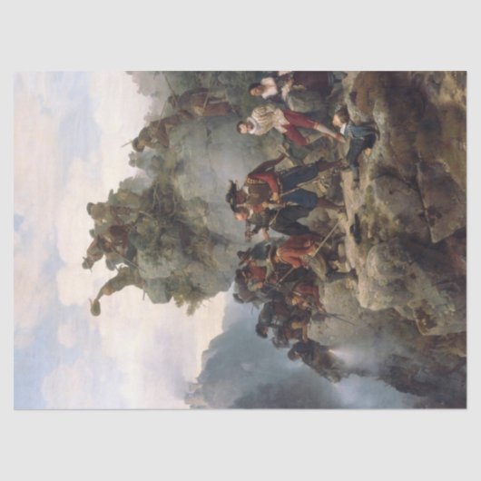 Schutters verdedigen een bergpas (Karl Lessing) Tissuepapier (Voorkant)