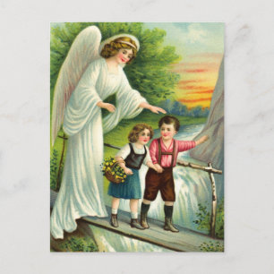 Schutzengel, Kinder en Brücke Briefkaart