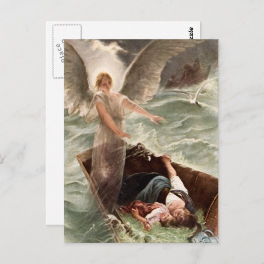 Schutzengel Meer Mutter und Kind Karl Raupp Briefkaart (Voorkant / Achterkant)