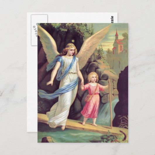 Schutzengel und Mädchen Briefkaart (Voorkant / Achterkant)
