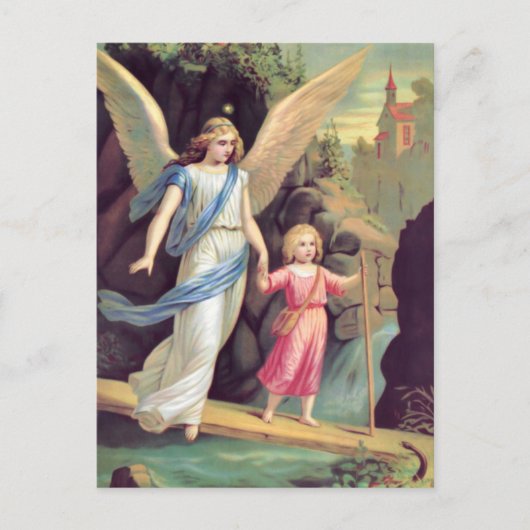 Schutzengel und Mädchen Briefkaart (Voorkant)