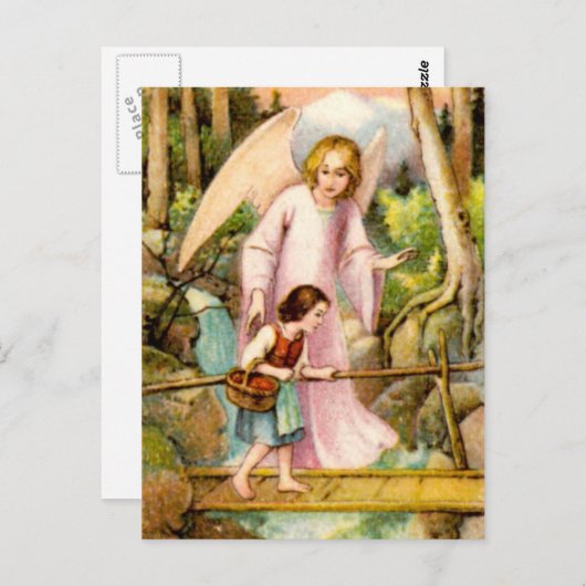 Schutzengel und Mädchen Briefkaart (Voorkant / Achterkant)