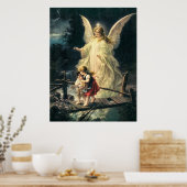 Schutzengel und zwei Kinder auf Brücke Poster (Keuken)