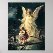 Schutzengel und zwei Kinder auf Brücke Poster (Voorkant)