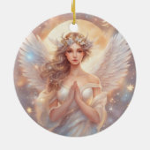 Schutzengel, wasserfarben pastell Gemälde Keramisch Ornament (Achterkant)