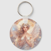 Schutzengel, wasserfarben pastell Gemälde Sleutelhanger (Achterkant)