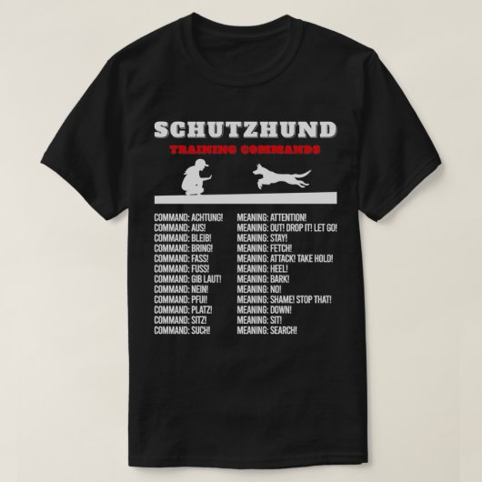 Schutzhund Geïnspireerd voor traning, commando-ger T-shirt (Design voorkant)