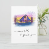 *~* Schuur Amerikaanse vlag AR19 QR RSVP bruiloft Kaart (Staand voorkant)