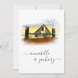 *~* Schuur Amerikaanse vlag QR RSVP AR19 bruiloft  Kaart