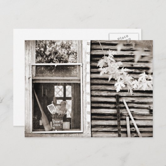 Schuur Antiek Boerderij Oude raam Briefkaart (Voorkant / Achterkant)
