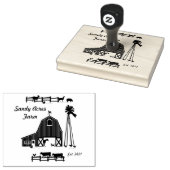 schuur boerderij koeien Wood Art Stamp Rubberstempel (Gestempeld)