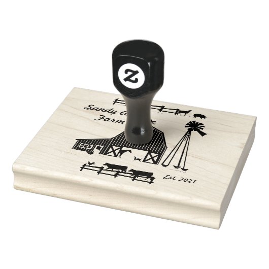 schuur boerderij koeien Wood Art Stamp Rubberstempel (Stempel)