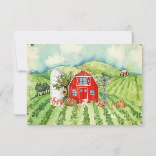 schuur | Boerderij thema Verjaardag Dank u kaart (Achterkant)