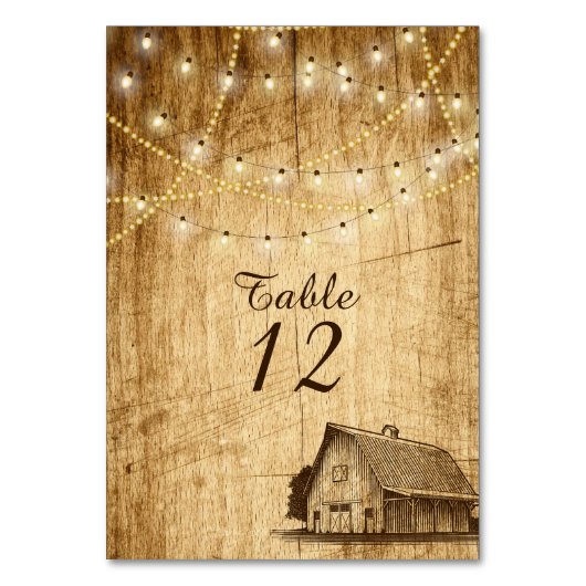 Schuur bruiloft tafel nummer voor een land bruilof kaart (Voorkant)