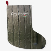 Schuur deur Vrolijk Kerstmis Holly Rustic Black Grote Kerstsok (Voorkant)