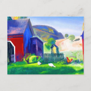 Schuur en kippen door George Wesley Bellows Briefkaart