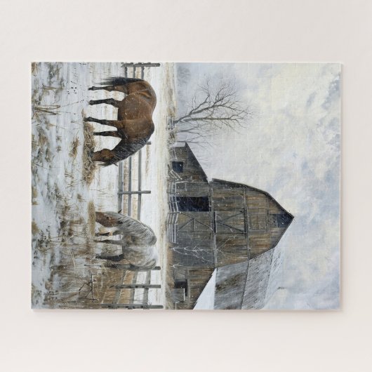 Schuur en paarden Jigsaw puzzel (Horizontaal)