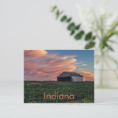 Schuur en sojabonen in Indiana bij zonsondergang Briefkaart (Staand voorkant)